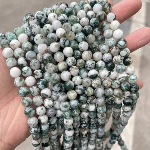 Natuurlijke Moosagaat Ronde Kralen Voor DIY Sieraden Maken Gepolijste Groen Witte Boomsteenkralen Voor Armband Ketting Accessoires