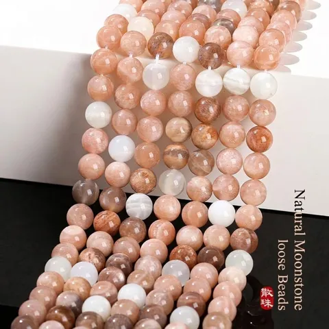 Natural Moonstone Sunstone Mixed Color Round Beads For DIY Jewelry Making Bracelet Necklace Accessories Grade Three A Polished Stone