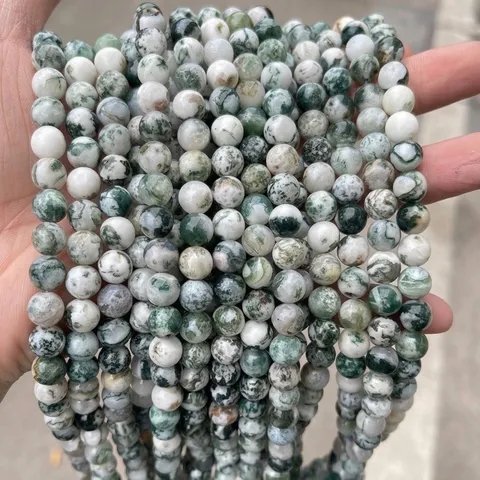 Natuurlijke Moosagaat Ronde Kralen Voor DIY Sieraden Maken Gepolijste Groen Witte Boomsteenkralen Voor Armband Ketting Accessoires