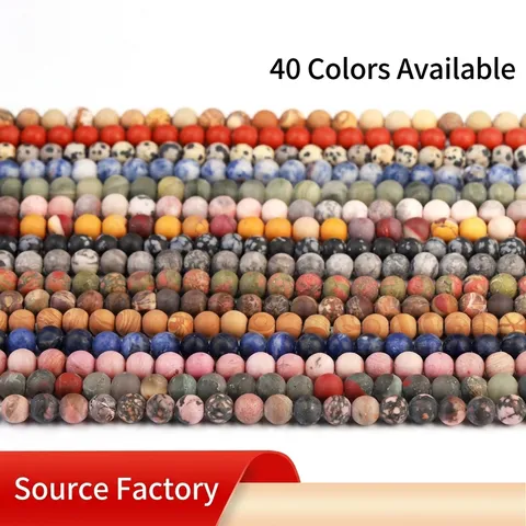 Matte Natural Stone Round Beads For DIY Jewelry Making Frosted Loose Gemstone Beads Strand For Bracelet Necklace Handcraft Accessory