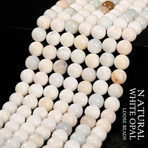 Natural Australian White Pink Green Opal Round Loose Beads Natural Stone Polished Gemstone For DIY Jewelry Making Accessories Bracelet Necklace
