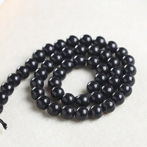 Natural Black Shungite Round Loose Beads For DIY Bracelet Necklace Semi-Finished Polished Gemstone Jewelry Making Beads