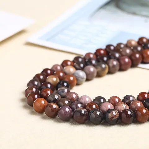 Natural Petrified Wood Beads Round Loose Stone Beads For DIY Jewelry Making Necklaces Bracelets Polished Wood Fossil Beads