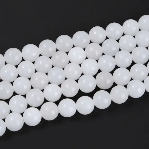 White Chalcedony Round Loose Beads Imitation Hetian Jade Smooth Gemstone Beads For DIY Jewelry Bracelet Necklace Making Accessories
