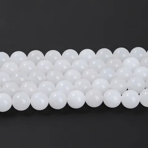 White Chalcedony Round Loose Beads Imitation Hetian Jade Smooth Gemstone Beads For DIY Jewelry Bracelet Necklace Making Accessories