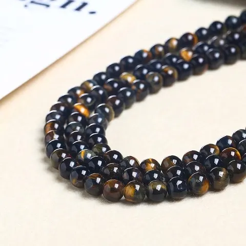 Natural Blue Tiger Eye Round Loose Beads Polished Gemstone Strand For DIY Jewelry Making Grade 7A Quality Jewelry Supplies