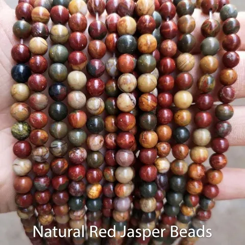 Round Natural Red Pine Stone Loose Beads For DIY Jewelry Making Accessories Jasper Gemstone Strand For Bracelet Necklace Parts