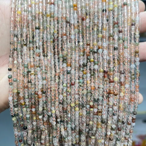 Natural Colorful Rutilated Quartz Round Loose Beads For DIY Jewelry Making Accessories Handmade Multi Color Crystal Stone