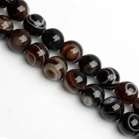 Natural Black Stripe Eye Agate Round Loose Beads Grade Striped Agate Beads For DIY Jewelry Making Necklaces Bracelets Semi-finished Accessories