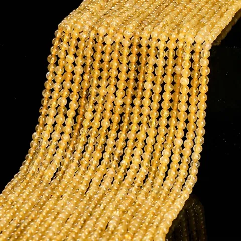 Natural Golden Rutilated Quartz Beads Ice Transparent Round Crystal Loose Beads For DIY Bracelet Necklace Jewelry Making