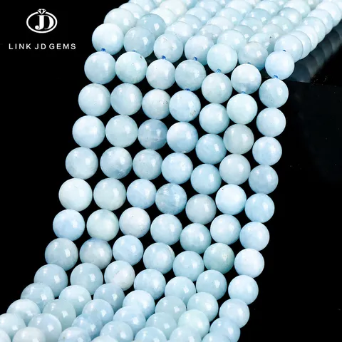 Perles en Vrac d'Aigue-marine Naturelle 7A Perles de Pierre Gemme Rondes Bleu Clair de Haute Qualité Pour la Fabrication de Bijoux DIY Bracelet Collier