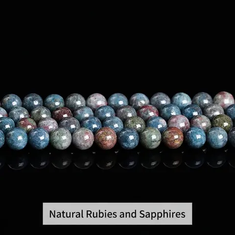 Natural Ruby Sapphire Round Loose Beads Polished Stone For DIY Jewelry Making Accessories Gift Women Jewelry Making Beads