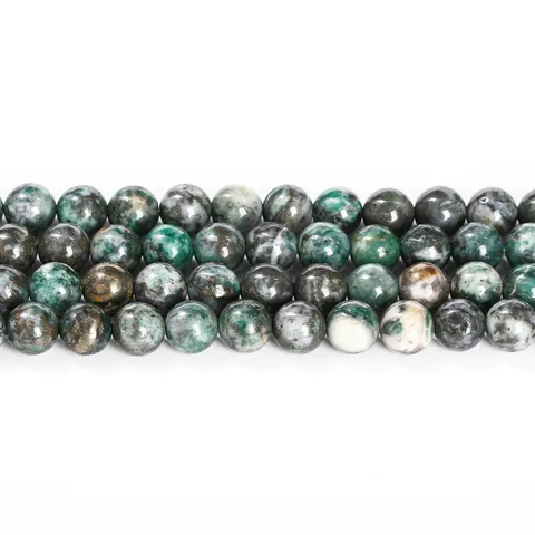 Cuentas Sueltas Redondas de Piedra de Mineral de Hierro Verde Natural Para Fabricación de Joyas DIY Cuentas de Piedra Mineral Pulidas Para Accesorios de Pulsera Collar