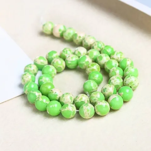 Synthetic Snakeskin Stone Loose Beads Round Polished Sea Blue Amazonite Fruit Green DIY Jewelry Making Semi-finished Strand Beads