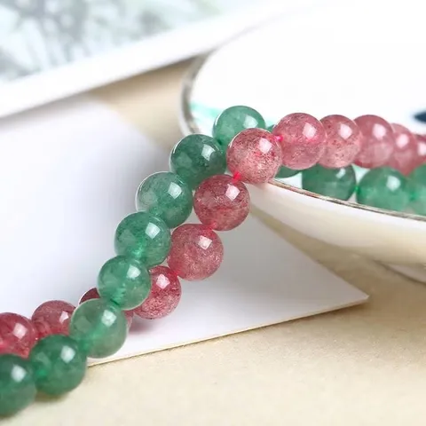 Cuentas de Cuarzo Fresa Natural Cuentas Sueltas de Cristal Redondo para DIY Pulsera Collar Pendiente Fabricación Accesorios de Joyería Hechos a Mano