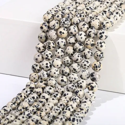 Cuentas Sueltas de Jaspe Dalmata Natural Redondas Mates Moteadas Cuentas de Piedra Preciosa Para Fabricación de Joyas DIY Collares Pulseras