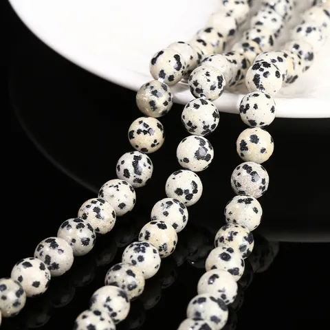 Cuentas Sueltas de Jaspe Dalmata Natural Redondas Mates Moteadas Cuentas de Piedra Preciosa Para Fabricación de Joyas DIY Collares Pulseras