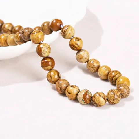 Natural Picture Jasper Round Loose Beads For DIY Jewelry Making Polished Matte Stone Beads For Bracelet Necklace Accessories