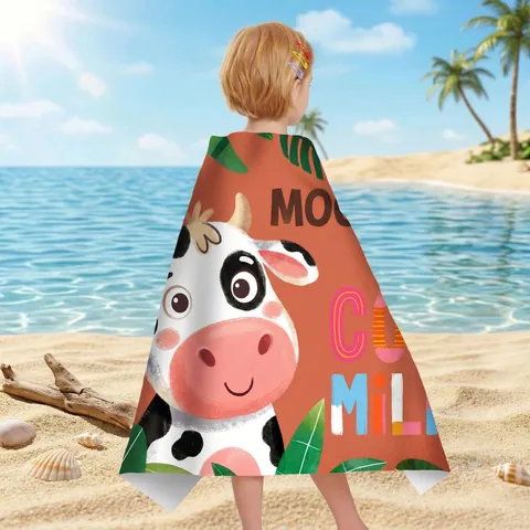 Kinder Schnelltrocknend Mikrofaser Strandtuch Doppelseitiges Samt Saugfähig Cartoon Tierdruck Badetuch Zum Schwimmen