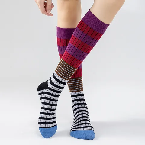 Γυναικείες Vintage Retro Каρό Houndstooth Κάλτσες Μέσης Γάμπας Casual Color Block Βαμβακερές Κάλτσες Μόδα Καθημερινή Φθορά