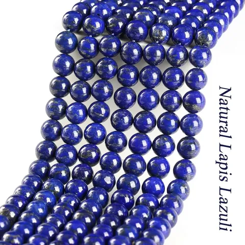 Natural Lapis Lazuli Round Loose Beads For DIY Jewelry Making Bracelet Necklace Accessories Optimized Blue Stone Beads Semi Finished