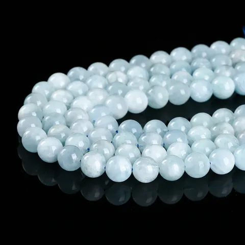 Perles en Vrac d'Aigue-marine Naturelle 7A Perles de Pierre Gemme Rondes Bleu Clair de Haute Qualité Pour la Fabrication de Bijoux DIY Bracelet Collier