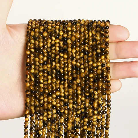 Natural Yellow Tiger Eye Round Loose Beads Polished Stone For DIY Jewelry Making Bracelet Necklace Handmade Crafts Accessory