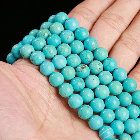 Perline Sciolte in Turchese e Magnesite Naturale Perline Distanziatrici Rotonde in Pietra Preziosa per Creazione Gioielli Fai da Te