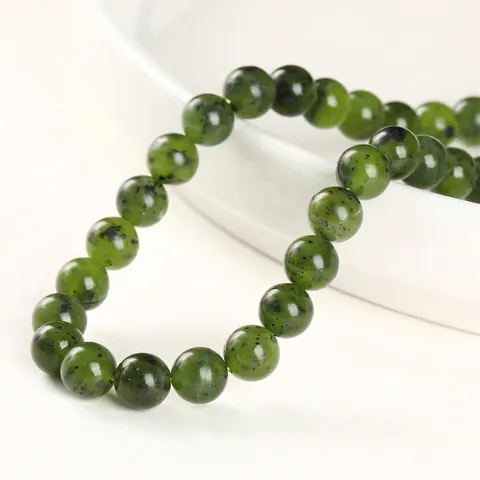Natural Canadian Nephrite Jade Round Beads For Jewelry Making DIY Green Gemstone Smooth Loose Beads Strand Necklace Bracelet Accessories