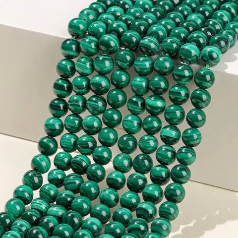 Natuurlijke Malachiet Groen Gestreepte Ronde Losse Kralen DIY Halfwaardeproducten Gepolijst Glad Edelsteen Kralen Voor Sieraden Maken Armbanden