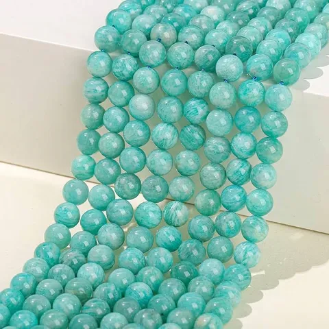 Natural Amazonite Loose Beads Round Faceted Irregular Semi-Precious Stone Beads For DIY Bracelet Necklace Jewelry Making Accessories