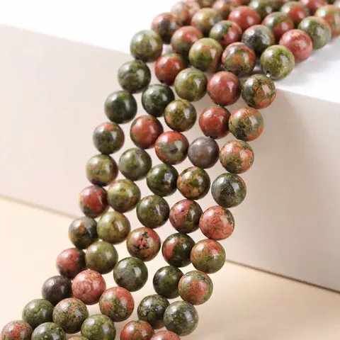 Perline di Pietra Naturale Unakite Tonde Allentate per Creazione Gioielli DIY Bracciale Collana Motivo Verde Rosso Accessori