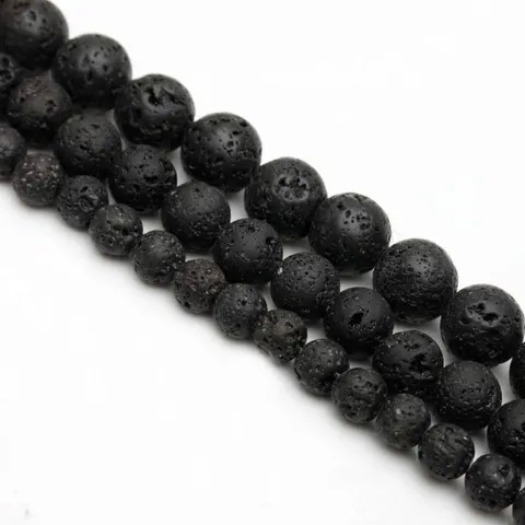 Natürliche Schwarze Vulkanische Lavastein Lose Perlen Runde Poröse Matte Gesteinsperlen Für Schmuckherstellung DIY Armband Halskette