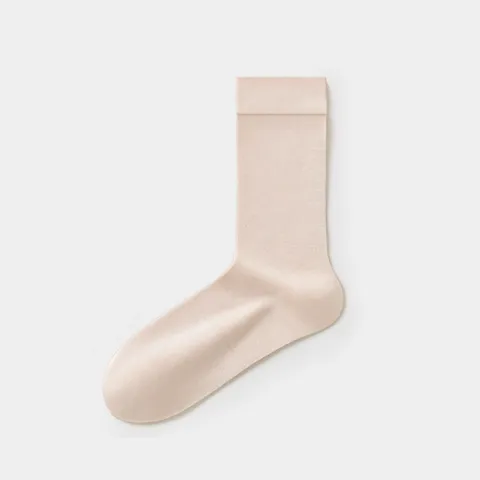 Women Mulberry Silk Mid Tube Socks Summer Thin Breathable Solid Color Casual Soft Comfortable Sweat Absorbing Socks