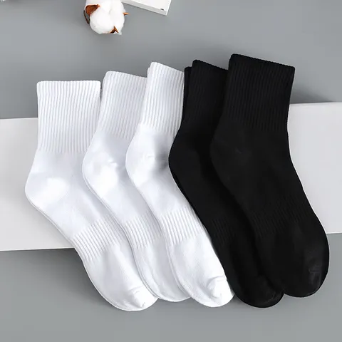 Men's Breathable Cotton Solid Color Short And Crew Socks Casual Athletic Daily Wear Comfortable Socks