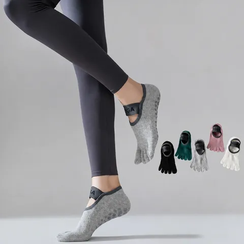 Women's Professional Anti-Slip Five Toe Yoga Socks Breathable Sweat-Absorbing Pilates Floor Socks For Indoor Dance Fitness