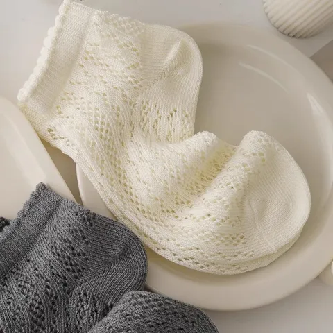 Women Casual Cotton Hollow Out Mesh Short Socks Sweet Lolita Lace Ruffle Low Cut Breathable Summer Daily Socks