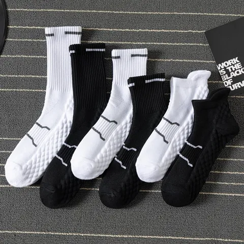 Men's Athletic Crew Socks Thickened Towel Bottom Cotton Breathable Sports Running Basketball Casual Socks Outdoor Fitness