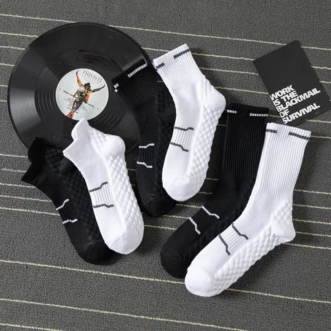 Men's Athletic Crew Socks Thickened Towel Bottom Cotton Breathable Sports Running Basketball Casual Socks Outdoor Fitness