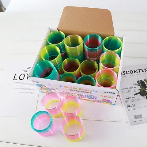 Juguete de Anillo de Arcoíris de Resorte Mágico de Plástico Colorido Juguete Fidget de Descompresión Educativo Regalo para Niños
