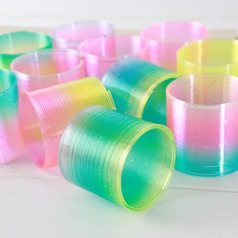 Juguete de Anillo de Arcoíris de Resorte Mágico de Plástico Colorido Juguete Fidget de Descompresión Educativo Regalo para Niños