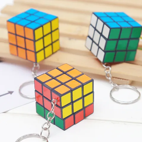 Mini Magic Cube Keychain Portable Plastic Puzzle Toy Colorful Cube Pendant Bag Hanging Ornament Gift