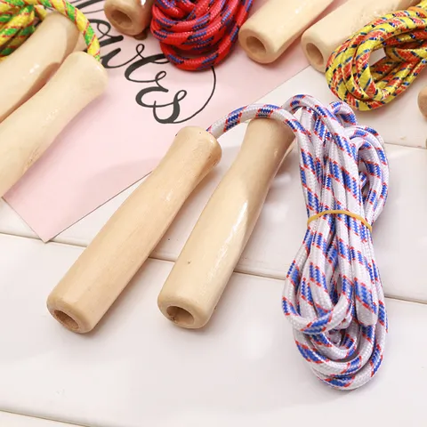 Corda per Saltare in Nylon con Manico in Legno Fitness Sport Allenamento per Bambini Adulti Esercizio Palestra Attrezzatura Sportiva