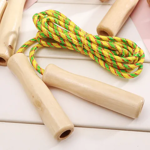 Corda per Saltare in Nylon con Manico in Legno Fitness Sport Allenamento per Bambini Adulti Esercizio Palestra Attrezzatura Sportiva