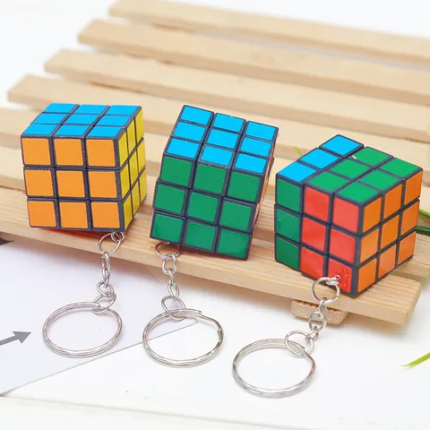 Mini Magic Cube Keychain Portable Plastic Puzzle Toy Colorful Cube Pendant Bag Hanging Ornament Gift