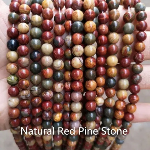 Runde Natürliche Rote Kieferstein Lose Perlen Für DIY Schmuckherstellung Zubehör Jaspis Edelstein Strang Für Armband Halskette