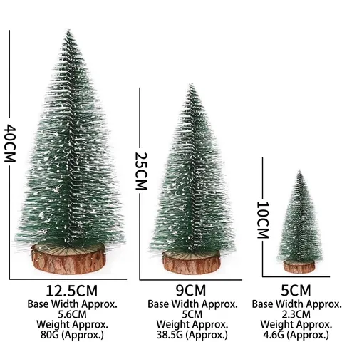Mini Christmas Tree Ornament DIY Snow Flocked Cedar Pine Tree With Wood Base Holiday Table Top Decor Winter Scene