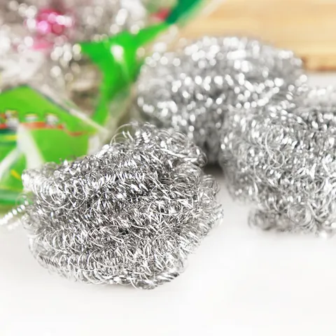 Stainless Steel Wire Dish Washing Scrubbers Heavy Duty Kitchen Cleaning Sponges Ball Scouring Pads For Pot And Pan