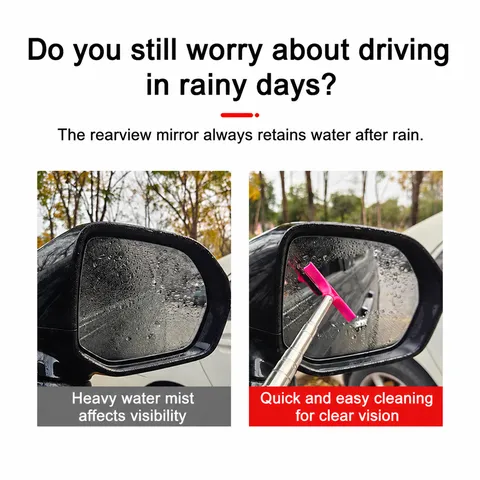 Stainless Steel Car Rearview Mirror Window Squeegee Telescopic Extendable Glass Cleaning Scraper Tool