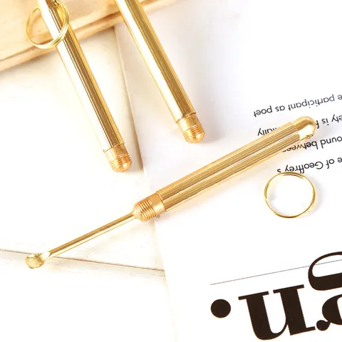 Portable Brass Ear Pick Reusable Metal Ear Wax Cleaning Tool Mini Pocket Ear Curette Keychain Ear Cleaner With Storage Case